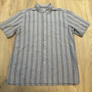The Territory Ahead Men Blue Striped Short Sleeve Button Up Shirt Sz XL Aztec